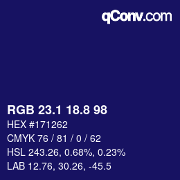 カラーコード: RGB 23.1 18.8 98 | qconv.com