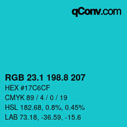 カラーコード: RGB 23.1 198.8 207 | qconv.com