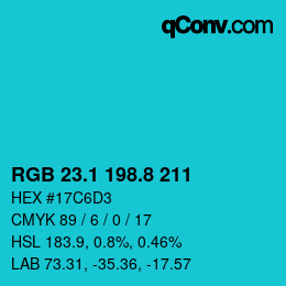 カラーコード: RGB 23.1 198.8 211 | qconv.com
