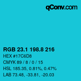 カラーコード: RGB 23.1 198.8 216 | qconv.com