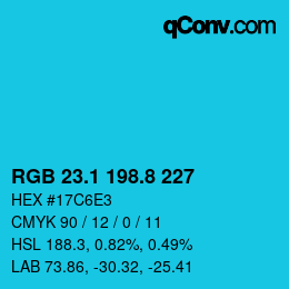 カラーコード: RGB 23.1 198.8 227 | qconv.com