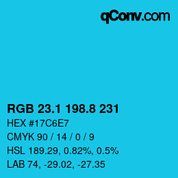 カラーコード: RGB 23.1 198.8 231 | qconv.com