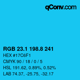 カラーコード: RGB 23.1 198.8 241 | qconv.com
