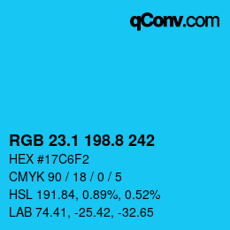カラーコード: RGB 23.1 198.8 242 | qconv.com