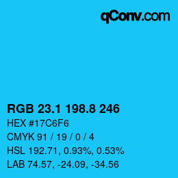 カラーコード: RGB 23.1 198.8 246 | qconv.com