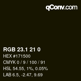 カラーコード: RGB 23.1 21 0 | qconv.com