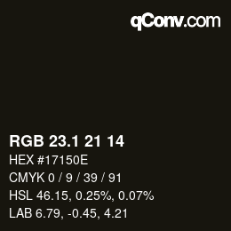 カラーコード: RGB 23.1 21 14 | qconv.com