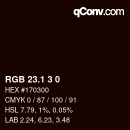 Color code: RGB 23.1 3 0 | qconv.com