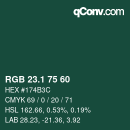 カラーコード: RGB 23.1 75 60 | qconv.com