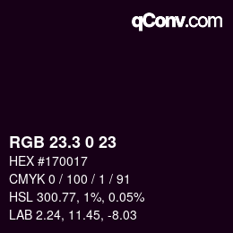 カラーコード: RGB 23.3 0 23 | qconv.com