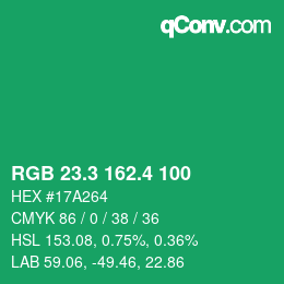 カラーコード: RGB 23.3 162.4 100 | qconv.com
