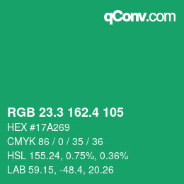 カラーコード: RGB 23.3 162.4 105 | qconv.com