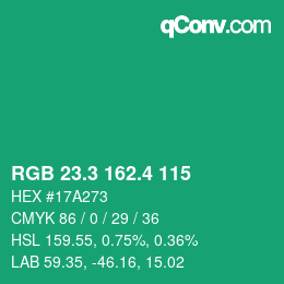 カラーコード: RGB 23.3 162.4 115 | qconv.com