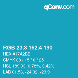 カラーコード: RGB 23.3 162.4 190 | qconv.com