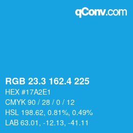 カラーコード: RGB 23.3 162.4 225 | qconv.com