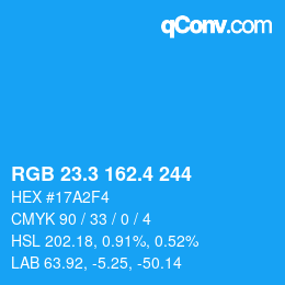 カラーコード: RGB 23.3 162.4 244 | qconv.com