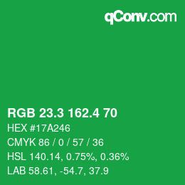 カラーコード: RGB 23.3 162.4 70 | qconv.com