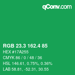 カラーコード: RGB 23.3 162.4 85 | qconv.com