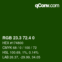 カラーコード: RGB 23.3 72.4 0 | qconv.com