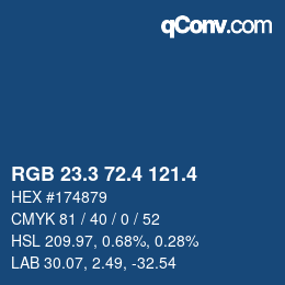 カラーコード: RGB 23.3 72.4 121.4 | qconv.com