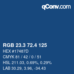 カラーコード: RGB 23.3 72.4 125 | qconv.com