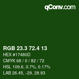 カラーコード: RGB 23.3 72.4 13 | qconv.com