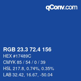 カラーコード: RGB 23.3 72.4 156 | qconv.com