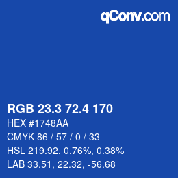 カラーコード: RGB 23.3 72.4 170 | qconv.com