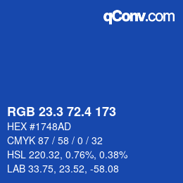 カラーコード: RGB 23.3 72.4 173 | qconv.com