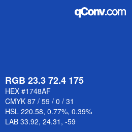 カラーコード: RGB 23.3 72.4 175 | qconv.com