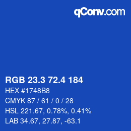 カラーコード: RGB 23.3 72.4 184 | qconv.com