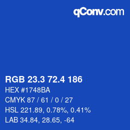 カラーコード: RGB 23.3 72.4 186 | qconv.com