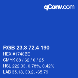 カラーコード: RGB 23.3 72.4 190 | qconv.com