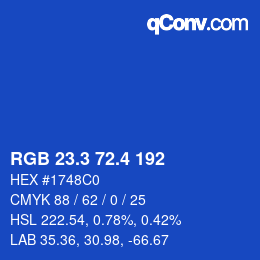 カラーコード: RGB 23.3 72.4 192 | qconv.com