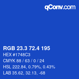 カラーコード: RGB 23.3 72.4 195 | qconv.com