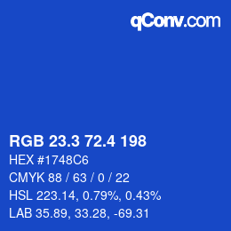 カラーコード: RGB 23.3 72.4 198 | qconv.com