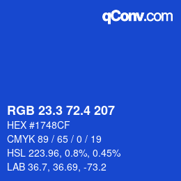カラーコード: RGB 23.3 72.4 207 | qconv.com