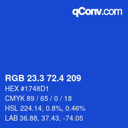 カラーコード: RGB 23.3 72.4 209 | qconv.com