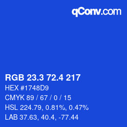 カラーコード: RGB 23.3 72.4 217 | qconv.com