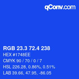カラーコード: RGB 23.3 72.4 238 | qconv.com