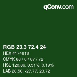 カラーコード: RGB 23.3 72.4 24 | qconv.com