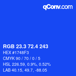 カラーコード: RGB 23.3 72.4 243 | qconv.com