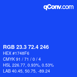 カラーコード: RGB 23.3 72.4 246 | qconv.com