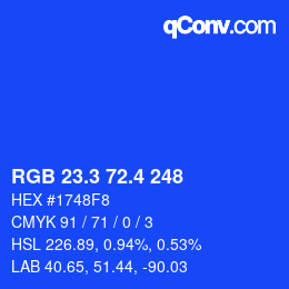 カラーコード: RGB 23.3 72.4 248 | qconv.com