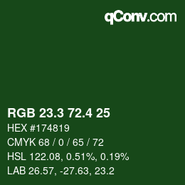 カラーコード: RGB 23.3 72.4 25 | qconv.com