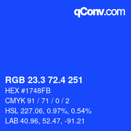 カラーコード: RGB 23.3 72.4 251 | qconv.com