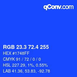カラーコード: RGB 23.3 72.4 255 | qconv.com