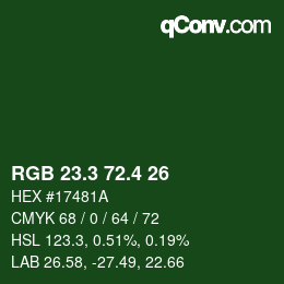 カラーコード: RGB 23.3 72.4 26 | qconv.com