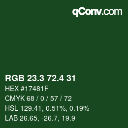 カラーコード: RGB 23.3 72.4 31 | qconv.com