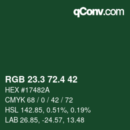 カラーコード: RGB 23.3 72.4 42 | qconv.com
